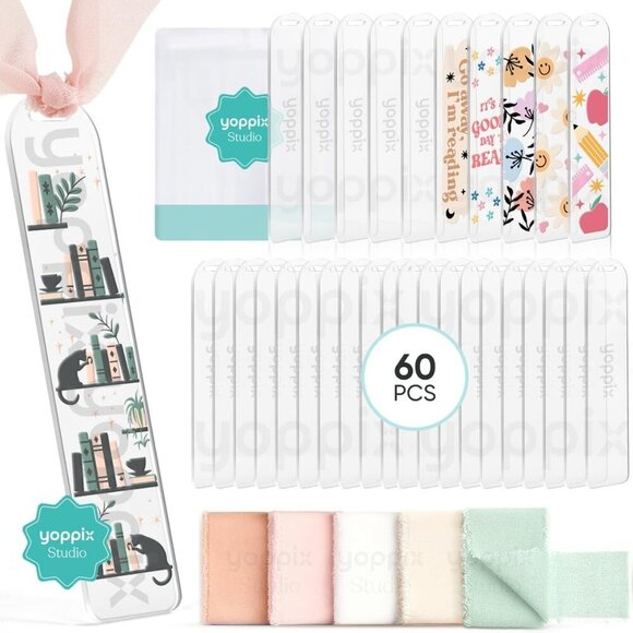 Other - 60 Pieces Acrylic Bookmark Blanks- 3mm Thicken Clear Acrylic Bookmarks with 60 P